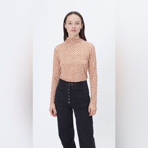 Ulla Johnson — Aurelia Turtleneck Top in Clay Painted Check — Size, S — Like New